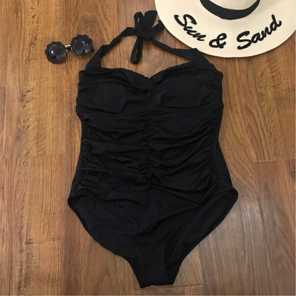Tropical Escape One Piece ruched Swimsuit - Picture 1 of 4